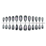 Yeknu  24Pcs Black Silver Cat Eye Press On Nails Almond False Nails with Pink Star & Letter Print Gothic Full Cover Acrylic Fake Nails