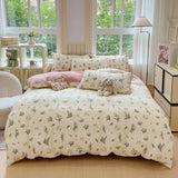 Yeknu  Class A super soft jacquard cloud yarn cotton four-piece set, bed sheet, bed hat, quilt cover, student dormitory bed