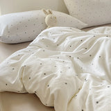 Yeknu  Minimalist Polka Dot Style Bedding Set Duvet Cover Set Four Piece Bedding Set Bed Sheet Fully Enclosed for Home