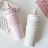 Yeknu  650ml Fashion Stainless Steel 316 Thermal Flask With Straw Leak-Proof Coffee Tea Cold Drink Car Thermal Bottle Travel Tumbler
