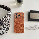 Yeknu  Autumn-Winter Orange Leopard Print Back Cover Case for iPhone 13 14 15 16 17 Pro Max Air Soft Lens Protective Phone Case