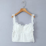 Yeknu  Holiday Style Beach Bohemian Top Sleeveless Summer Women's Lace Lace Tank Tops