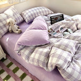 Yeknu  Autumn and winter thickened milk fleece bed 4-piece set double yarn quilt cover bed sheet three-piece set for students