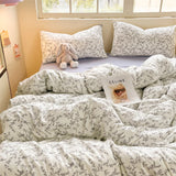 Yeknu  Ins Princess Bedding Set Simple Floral Duvet Cover Pillowcases Flat Sheet Single Twin Double Queen Size Home Decor Bed Linen Set