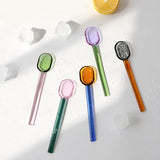 Yeknu  Long handled Scoop Glass Spoon Dessert Spoon Teaspoon high Borosilicate  Spoon Coffee Tableware Gift Tea Spoons for Ice Cream
