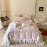 Yeknu 4Pcs Queen Size Flowers Embroidery Bedding Set Duvet Cover Bed Sheet Pillowcases