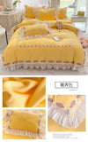 Yeknu Princess Style Korean Bed Skirt Bed Sheet Embroidered Ruffle Lace Quilt Cover Ins Bedding For Girls Luxury Home Textiles