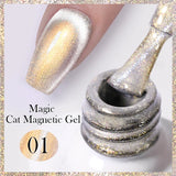 Yeknu  Gold Reflective Moonlight Gel Nail Polish Cat Magnetic Aurora Spar Glitter Semi-Permanant Varnish Nail Art Magnetic