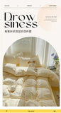 Yeknu 2025 new class A aerobic knitted cotton printing small fresh four-piece set, bed sheet, bed hat four-piece set
