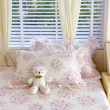Yeknu 100% Cotton 2pcs Flower Prints Ruffles Pillowcases 48x74cm Sizes Cushion Cover for Bed Floral Style Adults Kids Pillowslip 베개커버