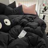 Yeknu  Pure Black Duvet Cover Microfiber Solid Color Bedding Set,3pcs Comforter Cover Home Bedroom Decor Quilt Cover with 2 Pillowcase