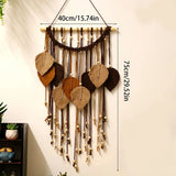 Yeknu  Handmade Boho Leaf Macrame Hanging Tapestry Autumn Maillard Home Room Decoration Accessories Aesthetic Wall Art Holiday Decor
