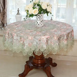 Yeknu  New Lace Tablecloth Pastoral Round Tablecloth Dining Table Cloths Home Embroidery Table Cover Rose Gold Decoration House Towel
