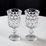 Yeknu  Elegant Glass Champagne Cup Creative Painted High Foot Red Wine Glass Pair Gift Women's Style French Aesthetic High Value