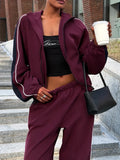 Yeknu  Color Block Stand Collar Zip Tracksuit Set Casual Autumn  Women Sporty Street Fashion Tracksuit Athleisure Jogging Outfit
