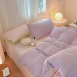 Yeknu Simple Fresh Queen Bedding Set 100% Cotton Soft Comfortable Duvet Cover Set with Sheets Quilt Cover and Pillow Covers Bed Sets