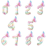 Yeknu  40Inch Colorful Gradient Number Balloon 0-9 Digit Foil Helium Balloon Butterfly Girl Birthday Party Decor Baby Shower Kids Gifts