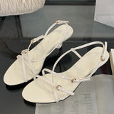 Yeknu  Summer Fashion Gladiator Narrow Band  Open Toe Women Sandals Thin Low Heel Party Shoes