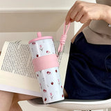 Yeknu  710ml Fashion Flower Stainless Steel 316 Vacuum Flask With Straw Leak-Proof Coffee Tea Cold Drink Car Thermos Mug Travel Tumbler