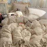 Yeknu  Class A washable Korean version of princess style French lace four-piece bedding three-piece sheet and quilt set set