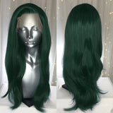 Yeknu  Long Wavy Dark Brown Synthetic Lace Front Wigs for Women Free Part Layered Cut Natural Wave Brunette Colored 13X4 Wigs Daily Use