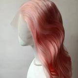 Yeknu  13x4 Lace Front Wig Pink Lolita Long Wavy Hair Wig for Women High Temperature Fibers Synthetic Lace Wigs Wear and Go Cosplay