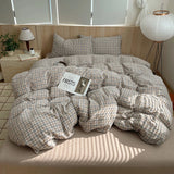 Yeknu Nordic Ins Bedding Set Pure Cotton Duvet Cover Set Skin-Friendly Single Twin Full Queen Size Flat&Fitted Sheets Bed Sheets Set