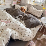 Yeknu  new class A simple high-end three-layer yarn bedding four-piece set, bed sheet quilt cover, dormitory three-piece set