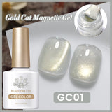 Yeknu  10ml Black Glass Cat Magnetic Gel Nail Polish Ultra Shine Gold Silver Glitter Soak Off UV LED Gel Nail Art Varnish