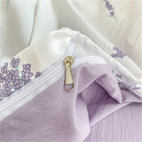 Yeknu  Textiles Soft Four-piece Bedding Set Pillowcase Purple Washed Cotton Flower Duvet Cover for Children Women Men Bed Sheet