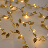 Yeknu 2M 20LED Golden Leaves String Fairy Lights For Wedding Birthday Party Decoration Home Garden Artificial Plant Garland Vine Light