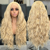 Yeknu  Highlight Wig Long Blonde Wavy Synthetic Hair Free Part 613 Mixed Colored Natural Wave Deep Curly 13X4 Lace Front Wigs for Women