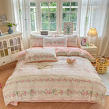 Yeknu  Floral Printed Duvet Cover 1Piece- 100% Cotton Luxury Bedding, Pre-Washed for Softness, for Bedroom Decor - Zipper Closure