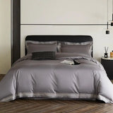 Yeknu  3 Line Embroidery Duvet Cover and 2Pillow Shams Set with Zipper Closure 100%Cotton 600 TC Premium Quality Ultra Soft Bedding set