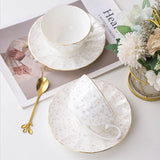 Yeknu  High End Exquisite Phnom Penh Pumpkin shape Ceramic Black Tea Cup Afternoon tea European Bone Coffee Cup and Plate Set,1Pc