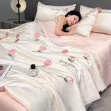 Yeknu  new washed ice silk summer quilt four-piece air conditioner quilt four-piece summer cool ice silk summer quilt