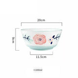 Yeknu  Japanese Underglaze Hand-painted Ceramic Ramen Large Soup Noodle Bowl, Restaurant Kitchen Supplies Fruit Steak Dinner Plate, 1Pc