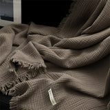 Yeknu  1pc Blanket 100% Cotton Sofa Towel Tassels Bed Linen Solid Color Shawl manta Skin-friendly Plaid Home Blankets