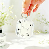 Yeknu  Minimalist black and white star transparent headphone case protective cover, transparent strap with portable keychain ring