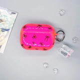 Yeknu  Cute bow printed transparent neon headphone case, colorful transparent shockproof headphone case, with keychain