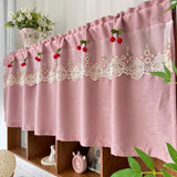 Yeknu  Pink Exquisite Short Curtain Adorned with Delicate Cherry Elegant Lace Edging Curtains for Charming Home Decor for Bedroom