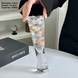 Yeknu  Crystal Glass Cup Cold Brew Coffee Cotail Beverage Juice Transparent Clear Small Waist Design Aesthetic Value High