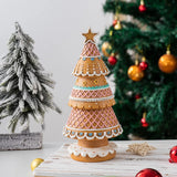 Yeknu  Mini Resin Christmas Tree Ornament Creative Gingerbread Christmas Tree Statue Desktop Crafts Home Christmas Scene Decor Gifts