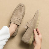 Yeknu Social Suede Driving Shoes Genuine Leather Men Casual Shoes Luxury Brand Soft Men Loafers Moccasins Slip on Leisure Walking Shoe
