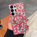 Yeknu  Leopard Clear Case For Samsung Galaxy S25 S24 Ultra Plus S24FE S25edge For Magesafe Magnetic Wireless Charge PC+TPU Back Cover