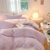 Yeknu Simple Fresh Queen Bedding Set 100% Cotton Soft Comfortable Duvet Cover Set with Sheets Quilt Cover and Pillow Covers Bed Sets