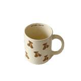 Yeknu Ins style teddy bear water cup, female design, niche retro mug