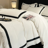 Yeknu  Luxury Hotel Bedding Sets Thick Brushed Bed Sheets White Duvet Cover Set Pillowcase Four Piece Fully Enclosed for Home Gift