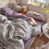 Yeknu  new class A simple high-end three-layer yarn bedding four-piece set, bed sheet quilt cover, dormitory three-piece set