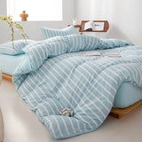 Yeknu  Pink striped bedding four-piece set duvet cover bed sheet with pillowcase 220x240 queen king size four seasons universal